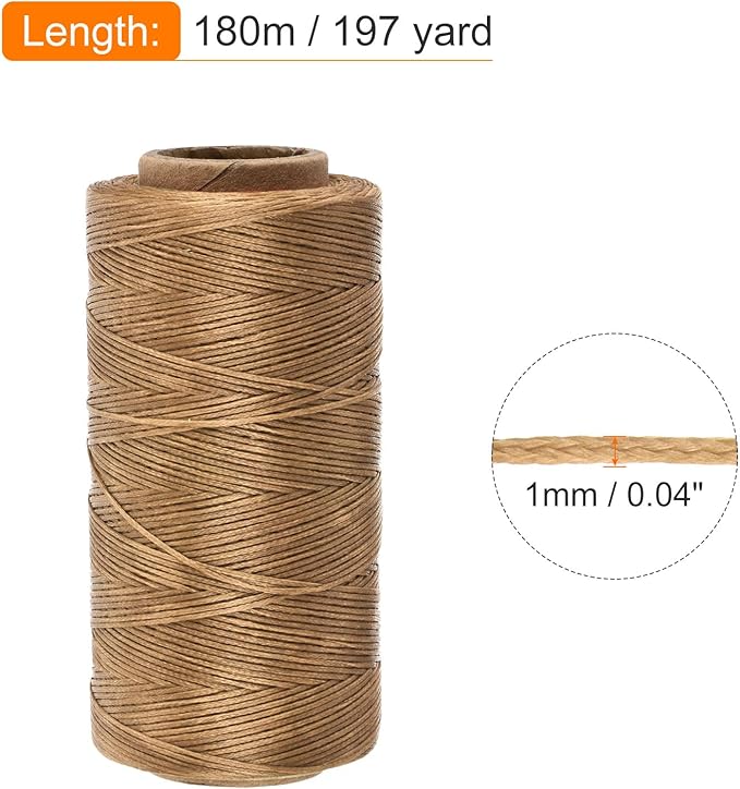 MECCANIXITY Waxed Thread, 197 Yard 1mm 210D Flat Wax Thread Polyester Waxed - Image 2