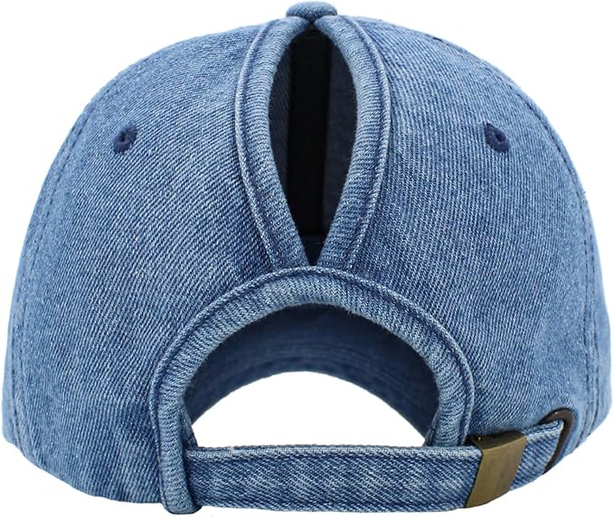 Classic Plain Ponytail Messy High Bun Headwear Adjustable Cotton Trucker Mesh Glitter Hat Baseball Cap