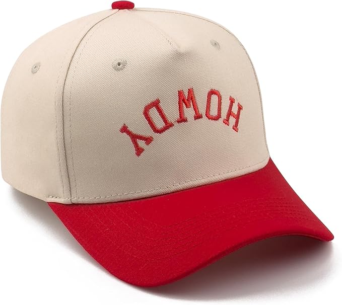 Two-Tone Cotton Baseball Cap with Embroidered Western Sayings - Adjustable Cowboy Style Hat for Men and Women