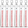Inbagi 6 Pcs Leather Baseball Keychains for Boys White Seamed Keychain Sports Softball Keychains Baseball Gifts for Boys Wristlet Strap Keychain for Car Purse Accessories Players Sports Team Souvenir