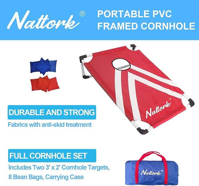 Portable Cornhole Set with 2 Collapsible Cornhole Boards, 8 Cornhole Bean Bags - Image 2