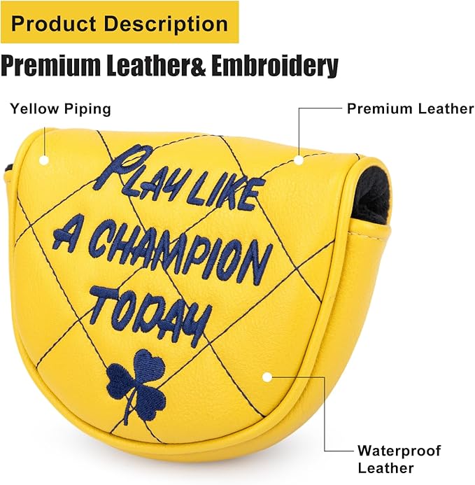 Golf Headcovers Play Like A Champion Today Golf Club Head Covers Advanced Embroidery Premium Leather Driver Headcovers Fairway Wood Covers Hybrid Cover Golf Mallet Putter Cover for DF3 OZ1
