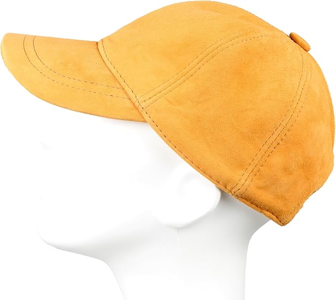Suede Leather Baseball Cap – Unstructured 6 Panel Adjustable Strapback Hat for Men & Women