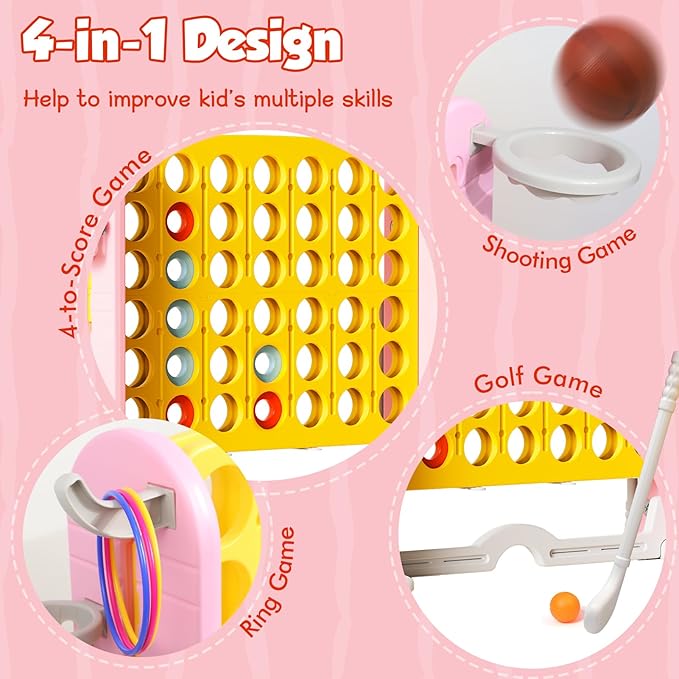 Ancaixin Giant 4 in-A-Row Connect Game Set, Adjustable Height Jumbo Yard Game - Image 4