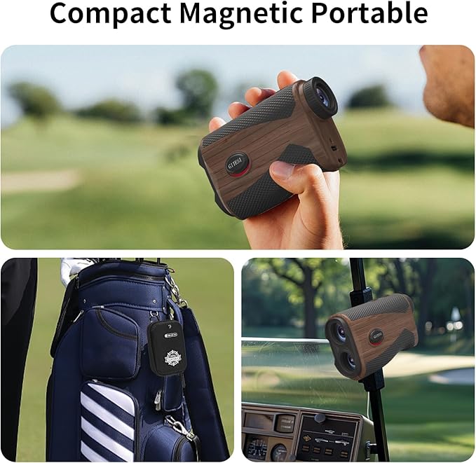 Golf Rangefinder with Slope, 1200 Yards Laser Rangefinder, 7X Magnification, Rechargeable, Flag Pole Locking Vibration, Integrated Magnet, Golf Accessories for Men & Women