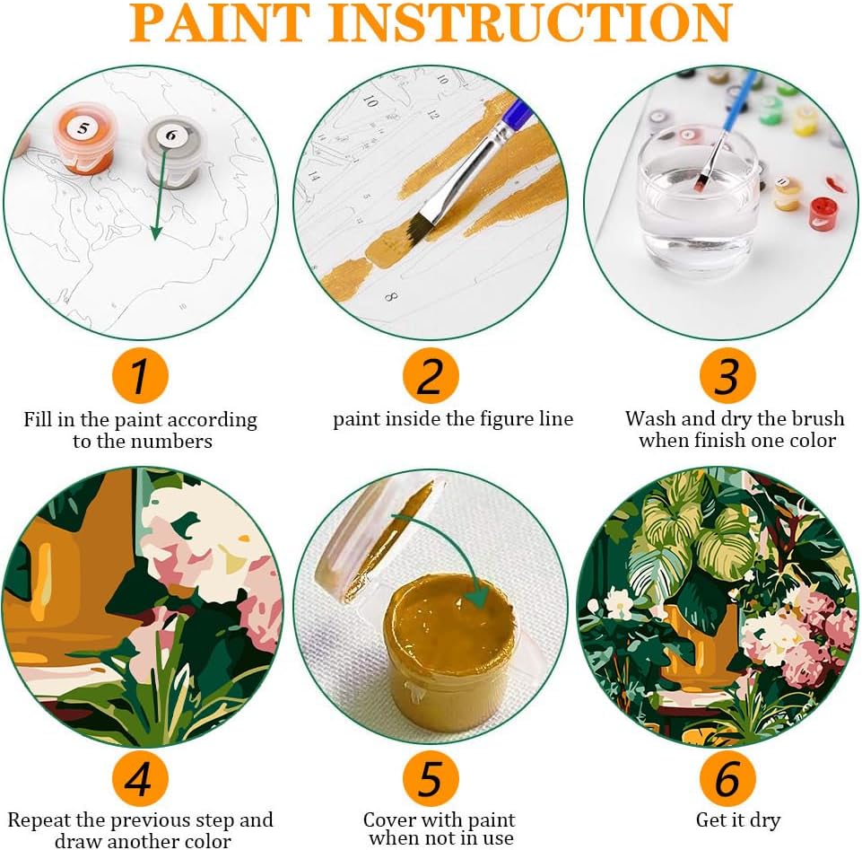 Axquilon 3 Packs Plants Framed Paint by Numbers Kit for Adults 8x10 in