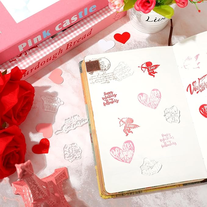Whaline 4 Sheet Valentine's Day Words Clear Stamps Love Heart Silicone - Image 5