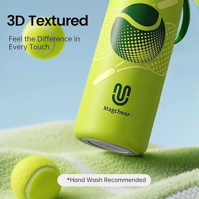 Tennis Water Bottle - 20oz Insulated Misting Water Bottles Stainless Steel 3D Textured - Tennis Accessories Gift for Kids