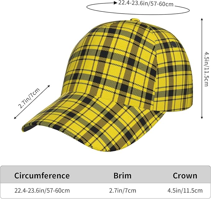 Vintage Cute Plaid Baseball Cap for Men Women,Adjustable Dad Hat Baseball Hat Summer Snapback Cap Outdoor