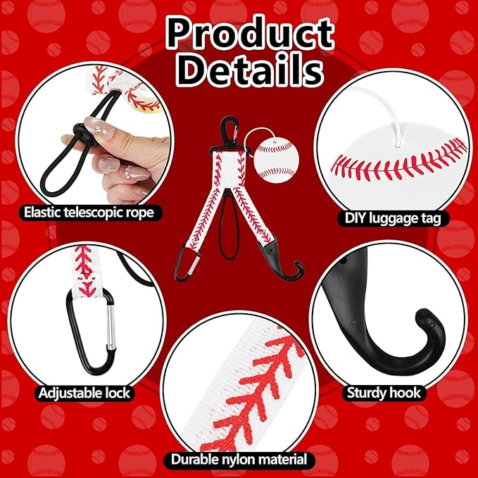 Eyourlife Dugout Organizer Fence Hooks Baseball Softball Gift for Bag Backpack Glove Helmet Drinking Bottle Hanging with Name Luggage Tags Charms Team Gifts for Coach Mom (6set White Softball)