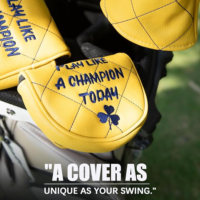 Golf Headcovers Play Like A Champion Today Golf Club Head Covers Advanced Embroidery Premium Leather Driver Headcovers Fairway Wood Covers Hybrid Cover Golf Mallet Putter Cover for DF3 OZ1