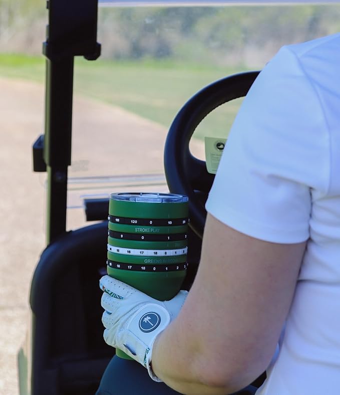Tally Tumbler Golf Stainless Steel Cup, 30 oz Leak Proof Lid, Double Wall Insulation, Golf Tumbler with Score Keeping Counter (Divot Green)