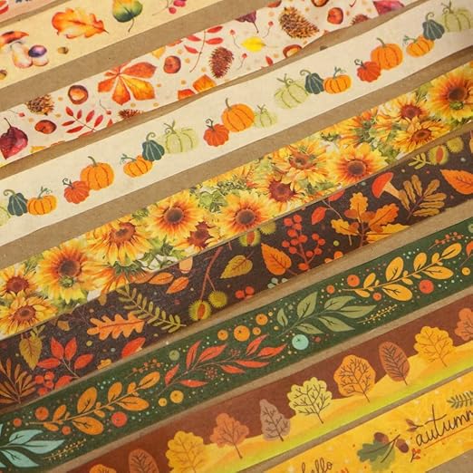 YUBBAEX 10 Rolls Four Seasons Washi Tape Set Yellow Leaves & Flowers Masking - Image 3