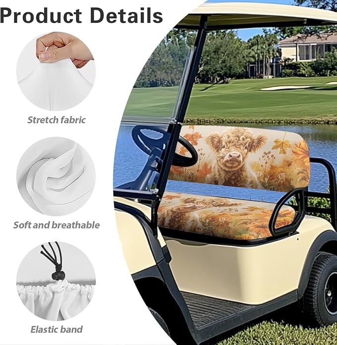 Suobstales Golf Cart Front and Rear Seat Cover Set for EZGO TXT RXV & Club Car DS 2 Passenger, Washable Bench Seat Covers Kit