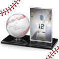 DoubleFill Acrylic Baseball Display Case for Ball and Cards Clear Base Ball Holder Ring Stand Set Centerpieces Protector Memorabilia Showcase for Official Size Baseball Tennis(Small)