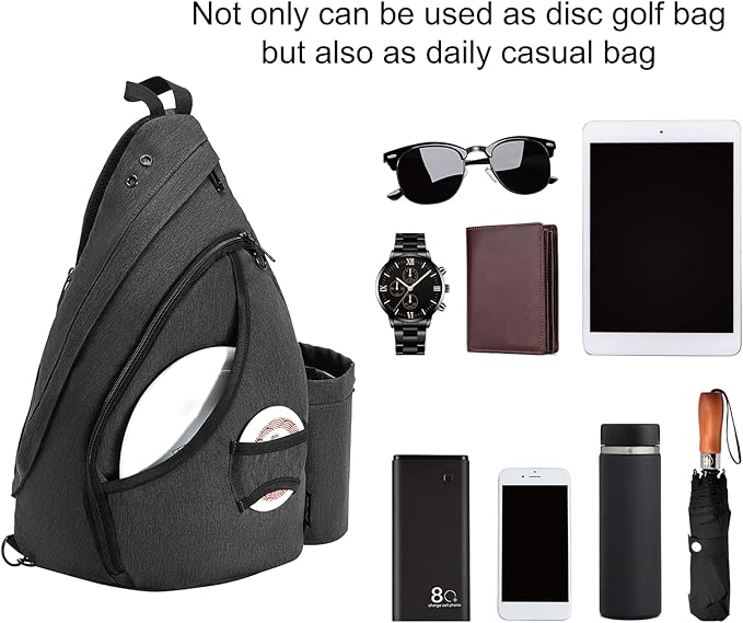 MOYAQI Disc Golf Bag with Retriever Holder and Storage Pockets, Disc Golf Backpack with 8-10 Disc Capacity, Padded Adjustable Strap and Back Panel, Lightweight and Durable