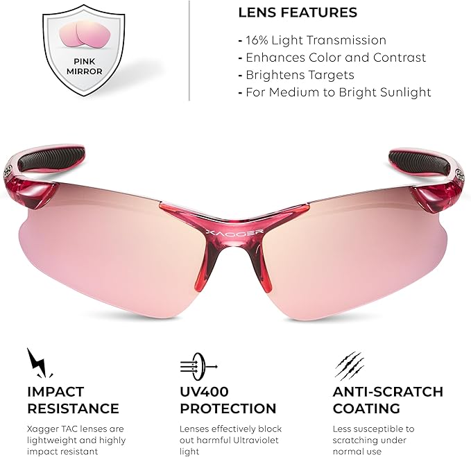 Xagger Kids Youth Polarized Sports Sunglasses for Boys Girls Baseball Softball Glasses TR90 Frame