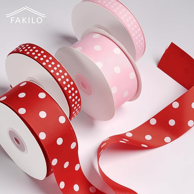 Polka Dot Grosgrain Ribbon 1.5 Inch, 25 Yards Spool Pink and White Dot Craft - Image 7