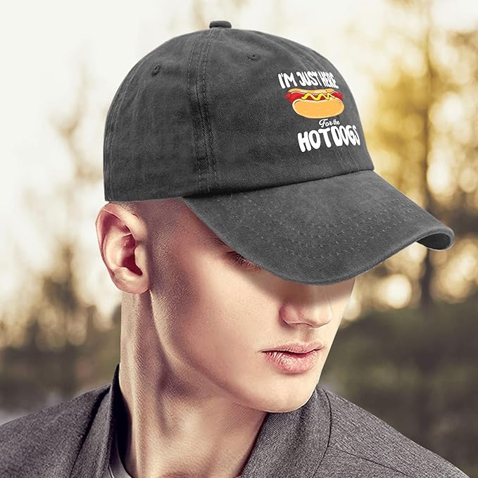 I'm JUST HERE for The Hotdogs Hats for Men Baseball Caps Trendy Washed Workout Hats Light Weight