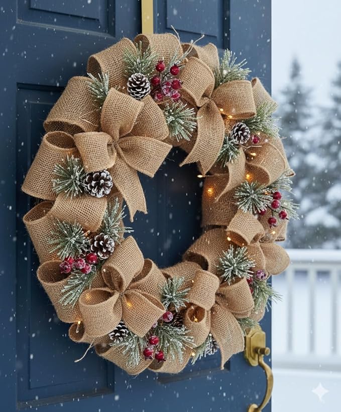 3 Pack Burlap Garland and Wreath Ribbon Wide 5" x 15 Yards Natural Jute 5 Inch - Image 8