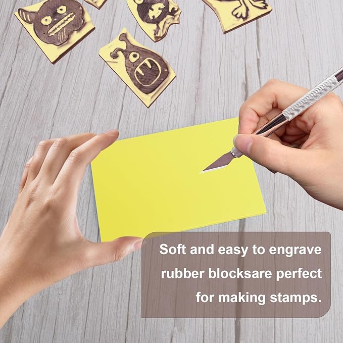 KUKLIPJIM 25 Pcs 4""x6"" Rubber Carving Blocks, Linoleum Blocks, Stamp Carving - Image 4