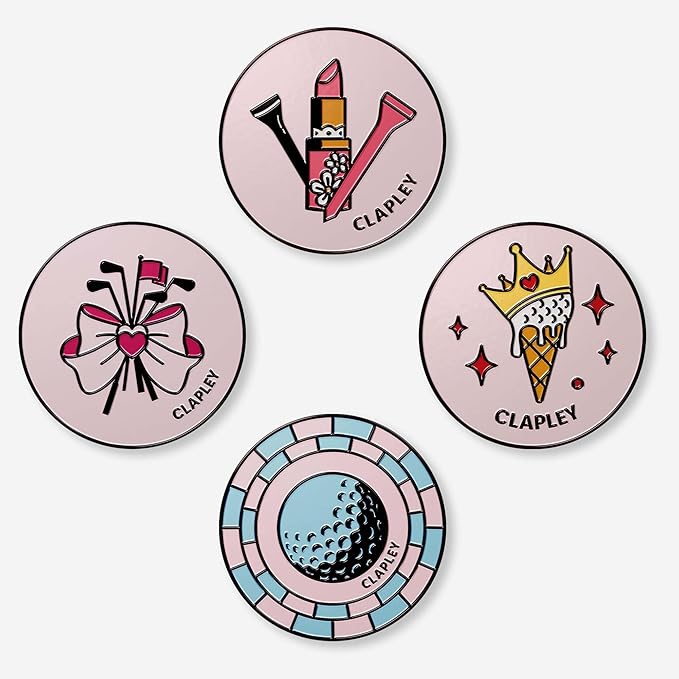 Clapley Ball Markers, Premium Gift Box Set for Golfer, 4pcs Stainless Steel & Oven-Cured Enamel, Eye-catching & Easy to spot, Pair with Magnetic Glove & Clip