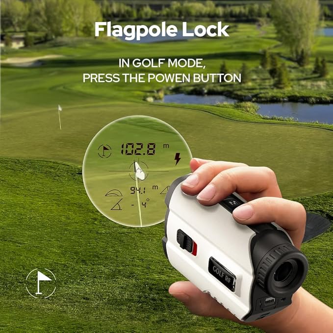 Golf Rangefinder with Slope, 1200 Yards Range Finder with High-Precision Flag Pole Locking Vibration, 7X Magnification, Rechargeable Battery