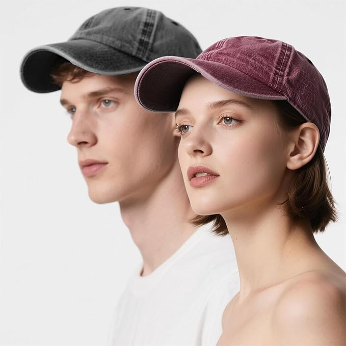 3 Pack Men Womens Baseball Cap Plain Retro Adjustable Baseball Cap Washed Cotton Dad Hats