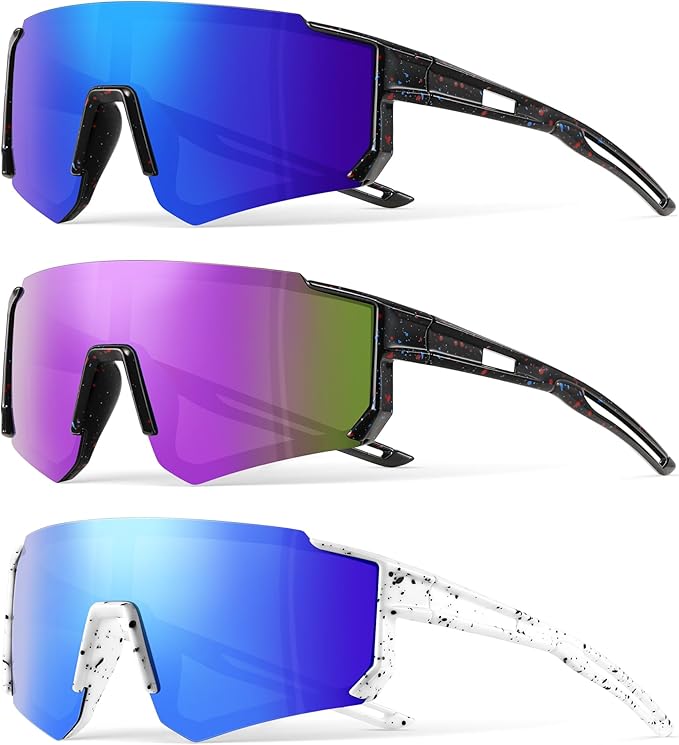 3PACK Kids Sunglasses Youth Baseball Sunglasses for Boys Girls Age 4-12,Softball Sports Cycling Goggles UV Protection