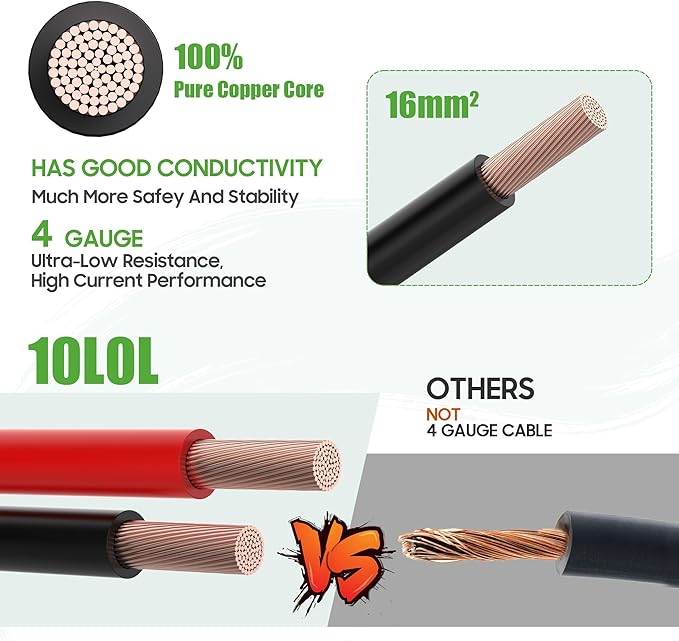 10L0L 3 Awg Golf Cart Heavy Duty Battery Cables for 48 Volt Club Car DS & Precedent 1994 Up, 7 PCS Pure Copper Golf Battery Wiring Cables, 14"+41" Long