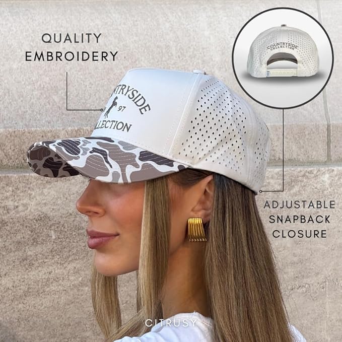 CITRUSY Athletic Trucker Golf Hat | Performance Mens 5 Panel Cap | Cool Breathable Waterproof Workout Running Snapback