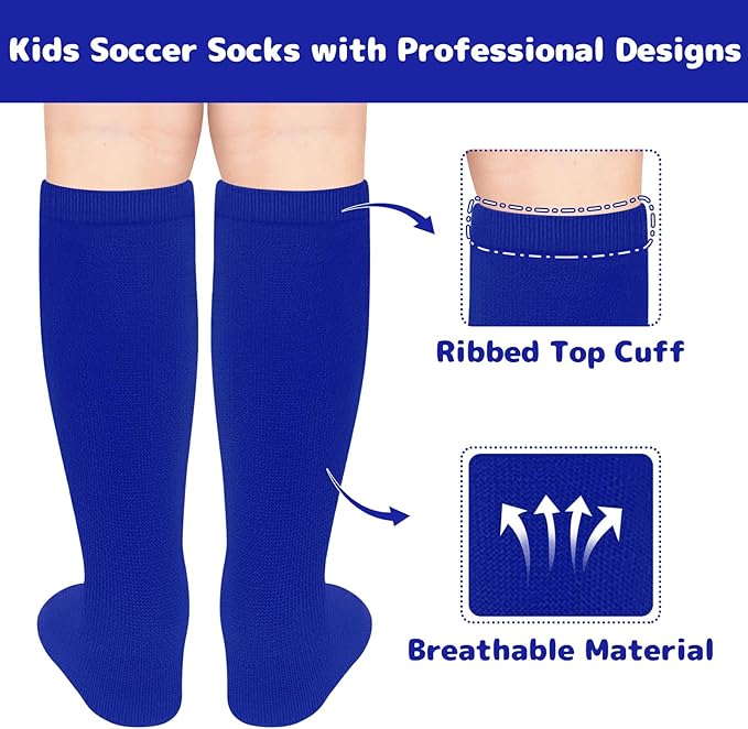 Olreco 1 Pack Toddler Kids Youth Soccer Socks Girls Boys Baseball Socks Youth Knee High Softball Football Accessories Cotton