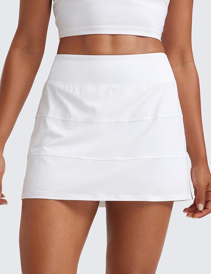 CRZ YOGA High Waisted A line Golf Skirts for Women - Mini Lined Tennis Casual Work Skorts with 3 Pockets