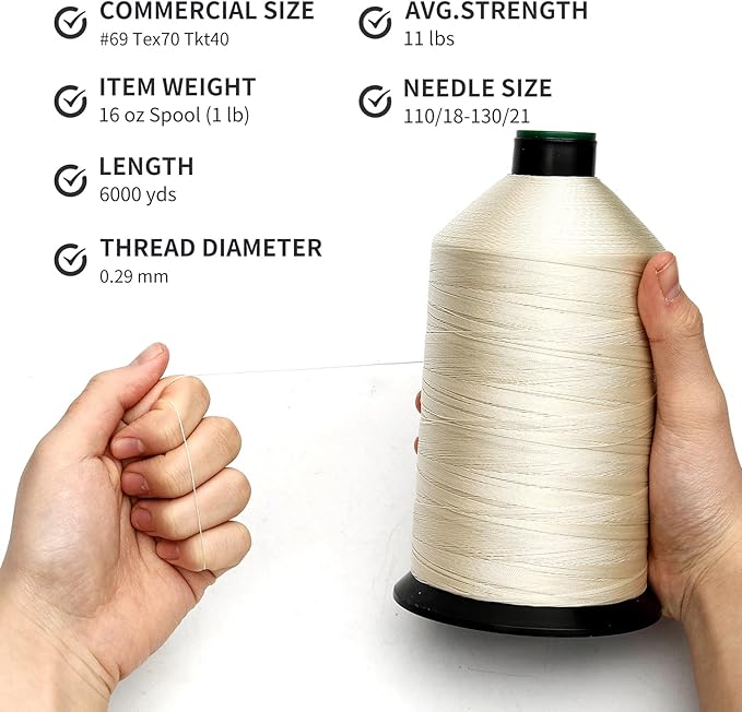 Extra Strong Bonded Nylon Thread #69 Tex70 – 16 OZ, Versatile Stitching Solution - Image 3