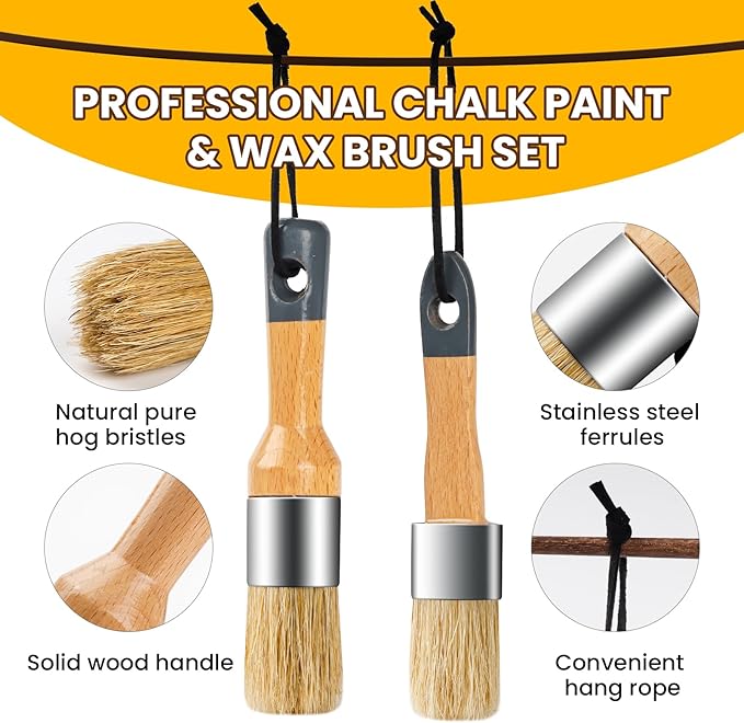 Chalk Paint Brush, 2 Pack Wax Brushes and Chalk Paint - Image 4