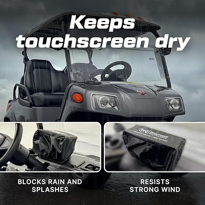 Evolution Waterproof Golf Cart Touchscreen Cover - Protective Cover for Touchscreen Displays - Durable, Weatherproof & Easy Installation - Golf Cart Accessories for Evolution & Denago Models | Black