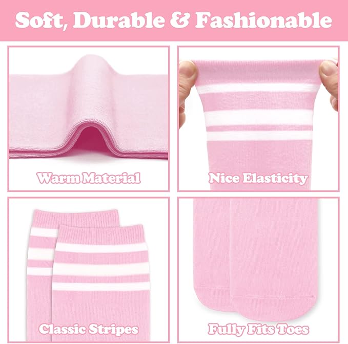 Sarfel Kids Soccer Socks Toddler Soccer Socks Girls Boys Soccer Socks Kids Tube Socks with Stripes Toddler Knee High Socks