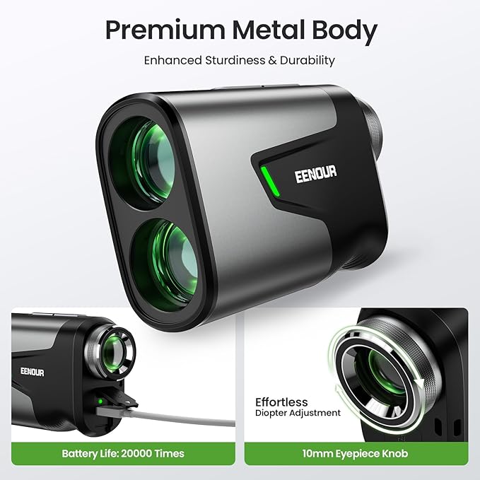 EENOUR Golf Range Finder with Slope, 1200 Yards Golf Rangefinder, Laser Rangefinders with Magnet and Pin Lock Vibration, 7X Magnification, Rechargeable Compact Portable Range Finder Golfing