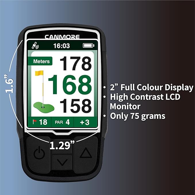 CANMORE HG200 Golf GPS - Water Resistant Full Color 2-Inch Display with 41,000+ Essential Golf Course Data and Score Sheet - Free Courses Worldwide and Growing (Black)