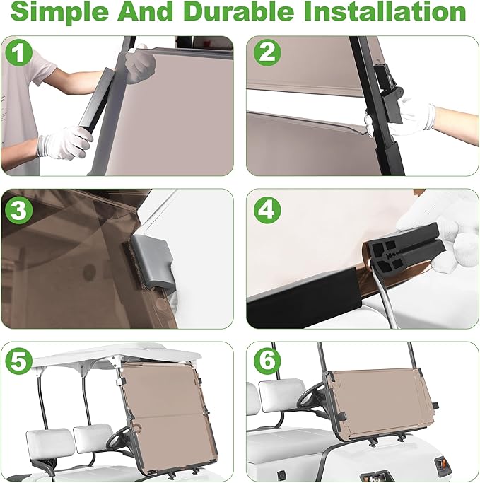 Smoke Windshield for Yamaha G14/G16 1995-2003 Year Gas and Electric Golf Cart, Durable & Foldable