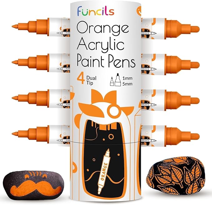 4 Dual Tip Orange Paint Pen Metallic by Funcils