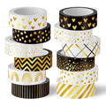 Whaline 12 Rolls Gold Foil Pattern Washi Tape Heart Dot Stripe Rainbow Masking by Whaline