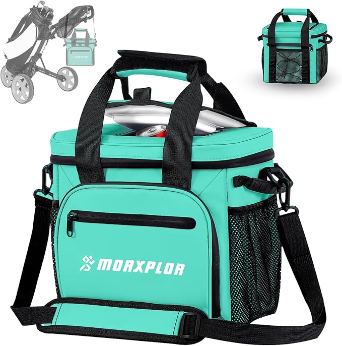 MORXPLOR Golf Cart Cooler with Magnetic Lid 12-Can Insulated Soft Cooler Bag Collapsible for Golf Cart,Golf Accessories,Lunch Camping Cooler Insulated Lunch Bag with Adjustable Shoulder Strap