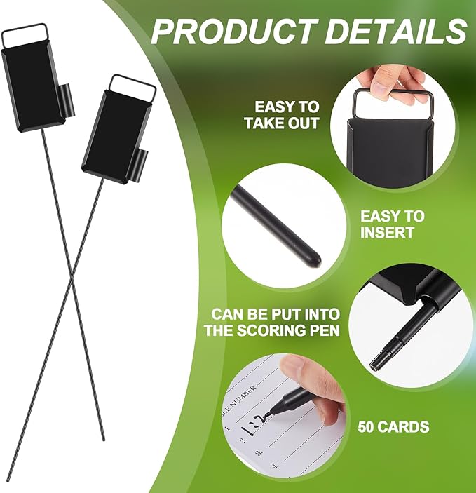 Shappy 4 or 6 Pack Golf Metal Proximity Marker Closest to The Pin Ctp Marker with Black Pens 1 Pcs (50 Sheets) Cards for Golf Marking for Long Drive Putting Competition