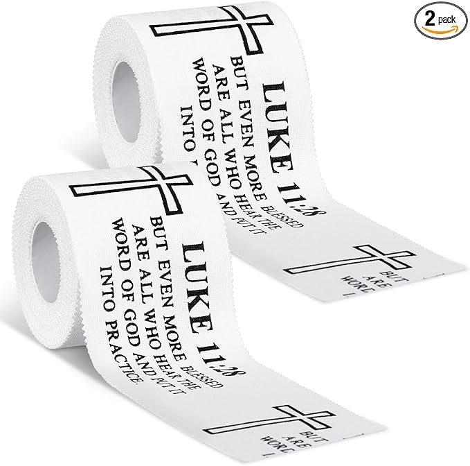 MiniInflat 2 Pcs Christian Cross Athletic Tape Sports Tape 2in x 23ft Religion Jesus Wrist Wrap for Soccer Football Baseball, Gift for Graduation Teacher Nurses Week Pentecost(White,Luke 11:28)