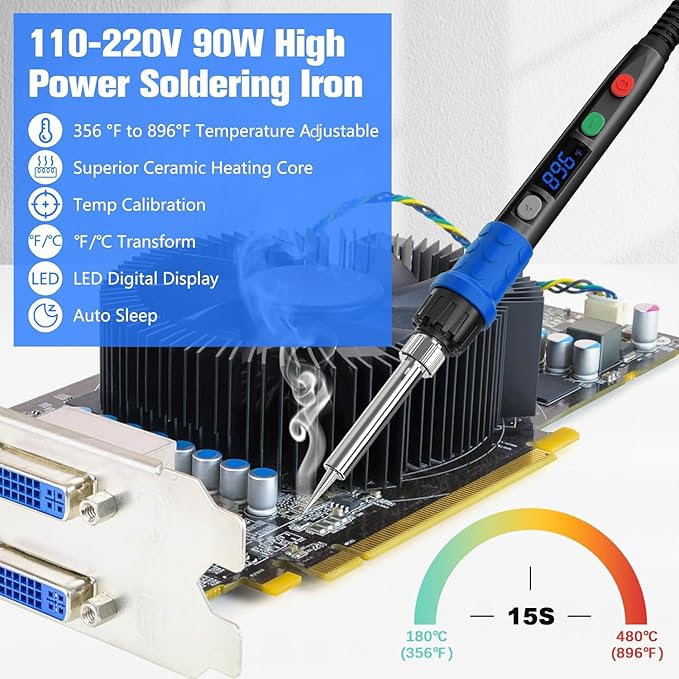 Soldering Iron Kit, 90W LED Digital Soldering Gun kit - Image 4