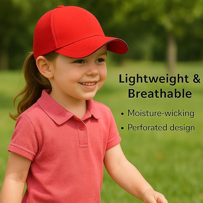 Little Girls Criss Cross Ponytail Hat Toddler Reflective Baseball Cap Kids Quick Dry Summer Sports Hats Age 3-8