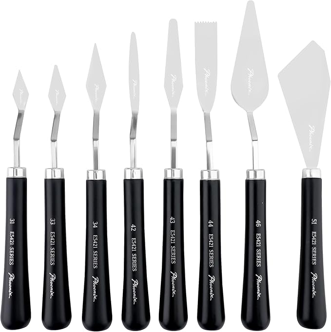 PHOENIX High Flexible Palette Knife Set, 8 Pieces Stainless Steel Painting by PHOENIX