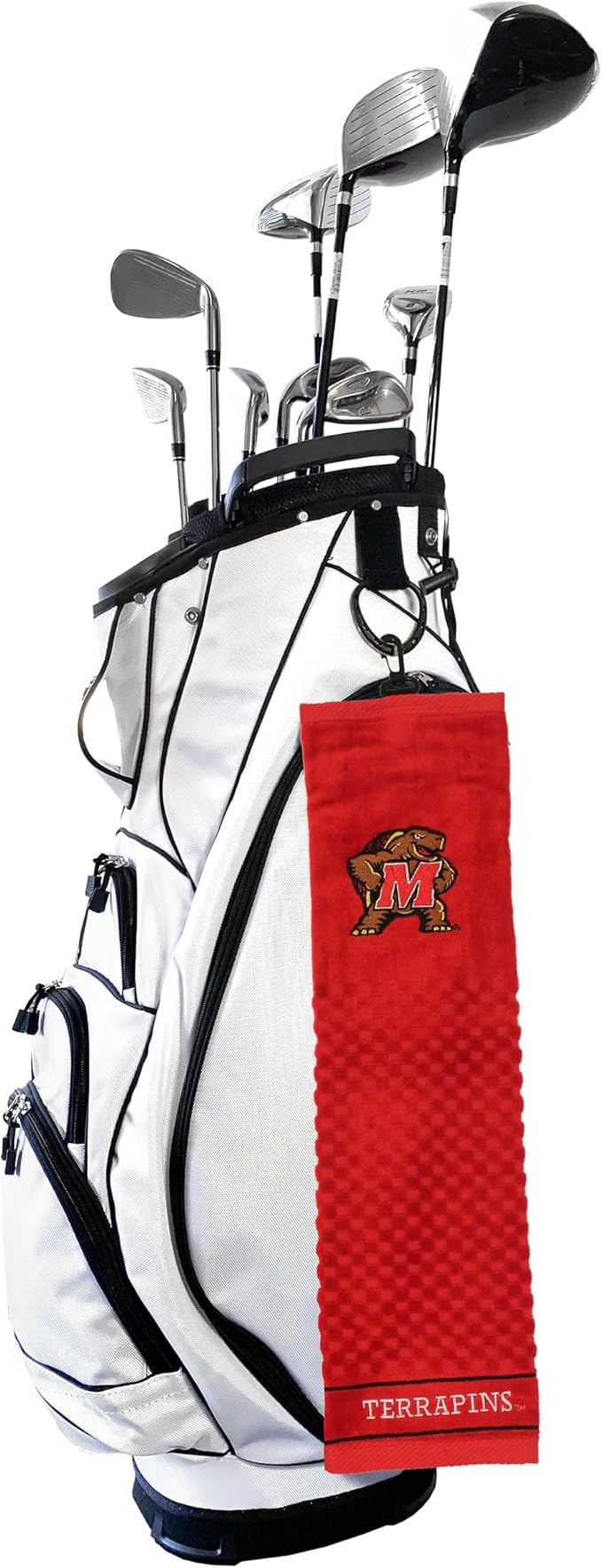 Team Golf NCAA Maryland Terrapins Embroidered Golf Towel Embroidered Golf Towel, Checkered Scrubber Design, Embroidered Logo