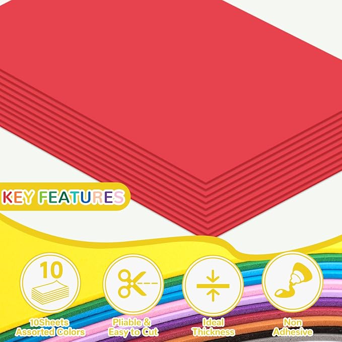10 Pack Foam Sheets Craft 8 x 12 inch, Eva Color Foam Paper - Image 3